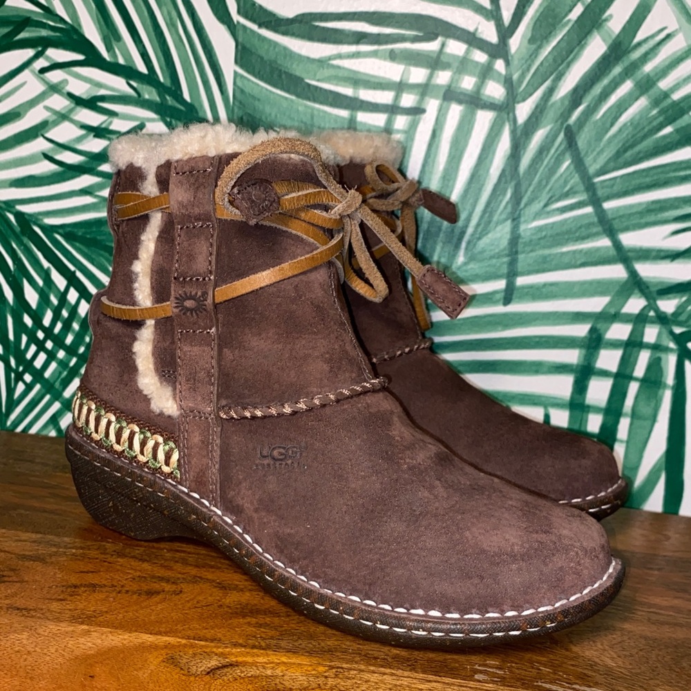 UGG 5178 Cove Dark Brown Suede Shearling Lined Boots Women’s 7